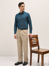 THE BEAR HOUSE Tailored Fit Geometric Printed Pure Cotton Formal Shirt