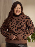 Berrylush Curve Women Animal Printed Long Sleeves Pullover
