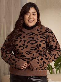 Berrylush Curve Women Animal Printed Long Sleeves Pullover