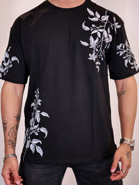 Eszett Men Floral Printed Round Neck Cotton Oversized T-shirt