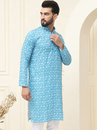 SOJANYA Geometric Printed band Collar Neck Regular Cotton Straight Kurta