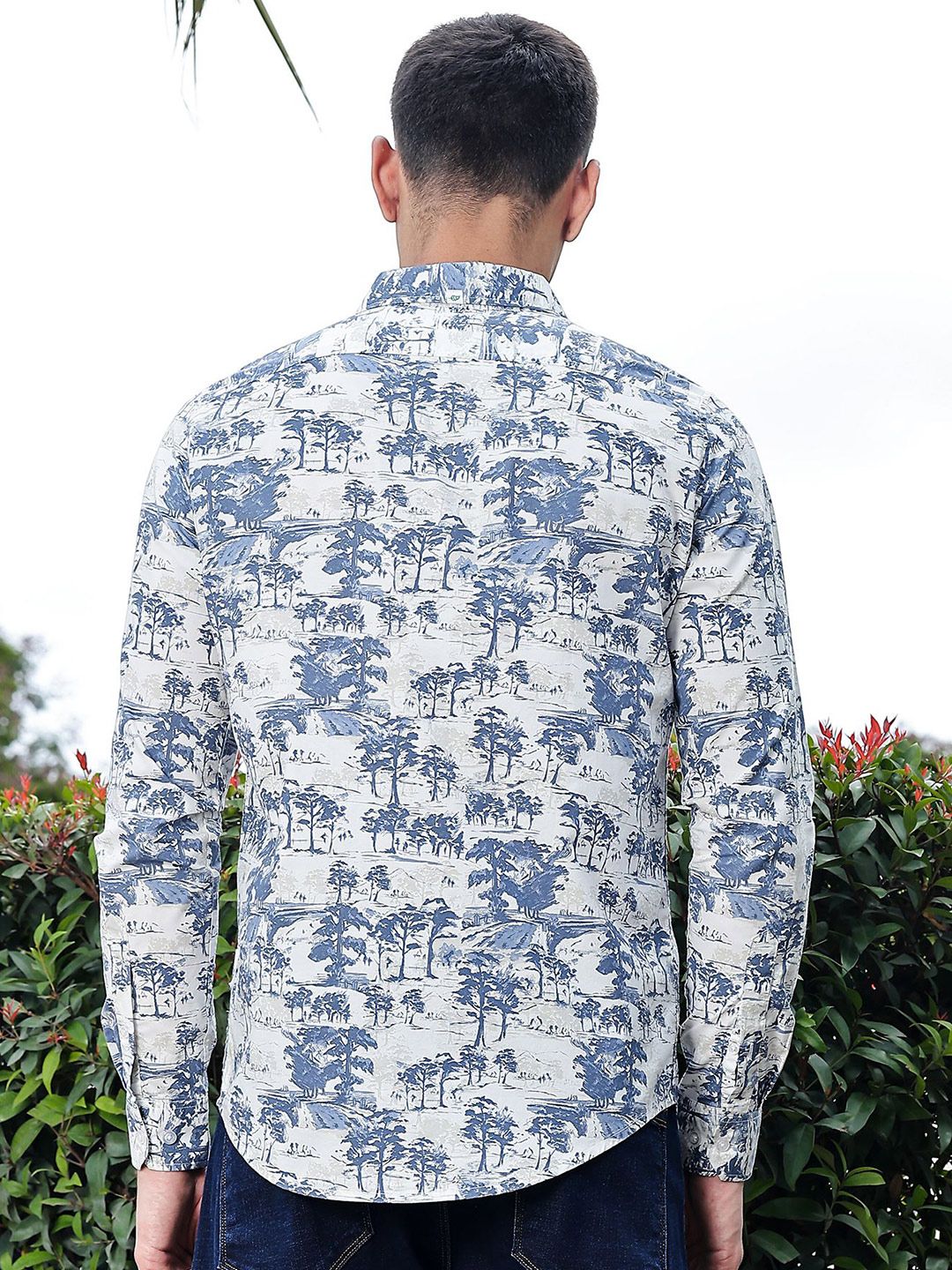 Thomas Scott Men Premium Floral Printed Spread Collar Cotton Casual Shirt