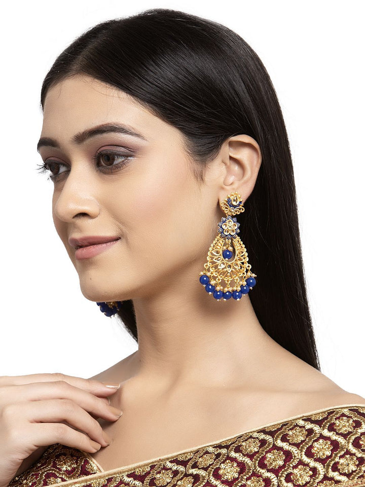 Anting-anting Jatuh Kontemporari Bersalut Emas Biru Anouk