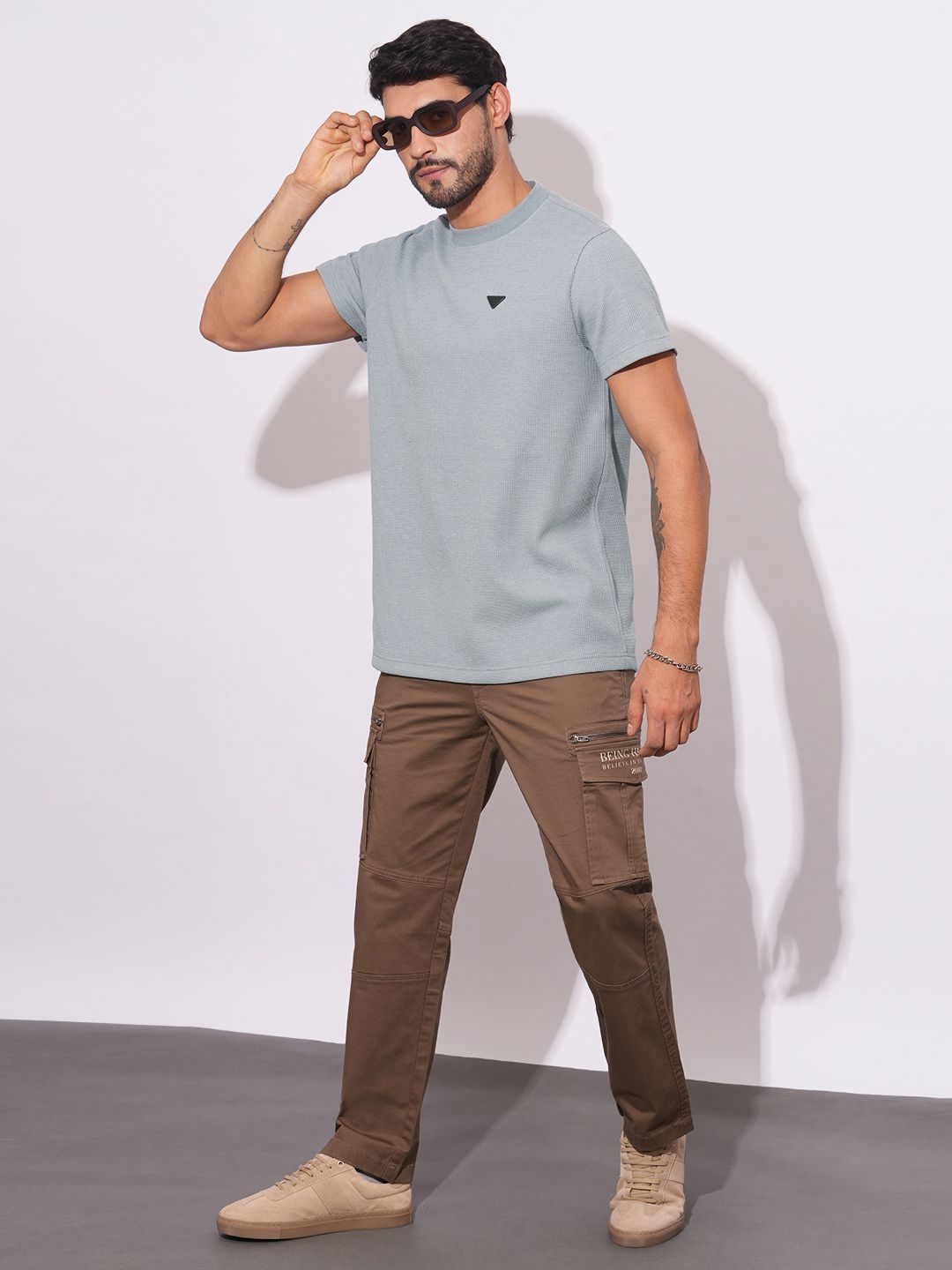 Being Human Men Solid Round Neck Cotton T-shirt