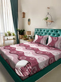 KLOTTHE Purple Geometric Printed Dilengkapi 300 TC Double King Cadar Dengan 2 Sarung Bantal