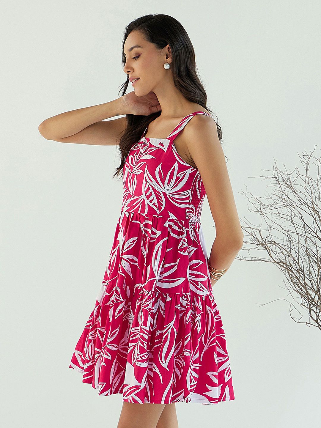 Pink Paprika by SASSAFRAS Floral Print Fit & Flare Dress