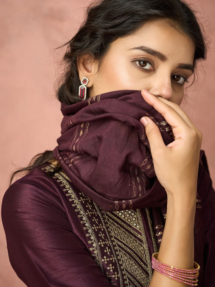 KALINI Yoke Design Sequinned Kurta With Trousers And Dupatta