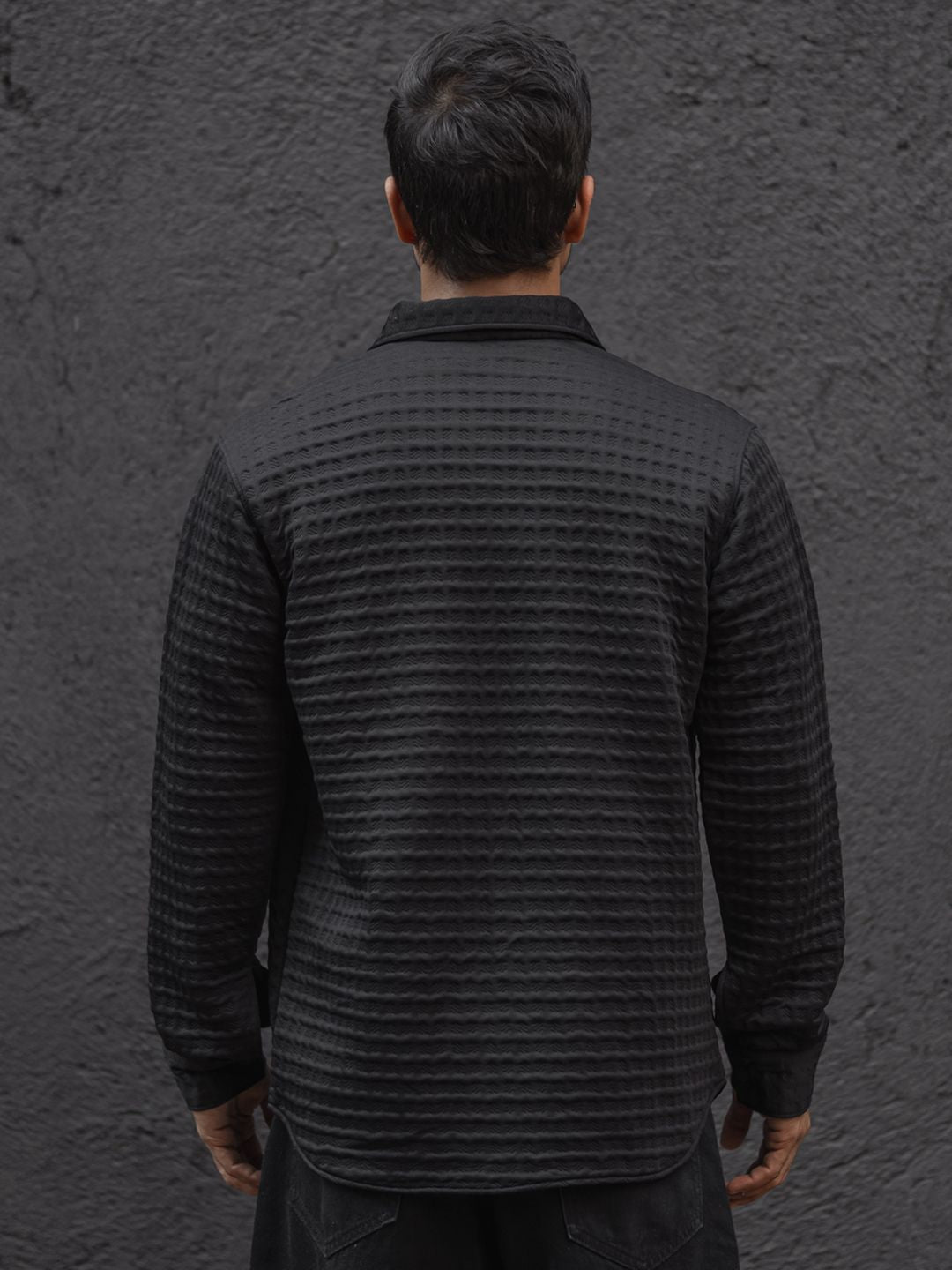 Powerlook Men Spread Collar Textured Relaxed Fit Casual Shirt