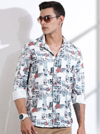Thomas Scott Men Classic Slim Fit Opaque Printed Casual Shirt