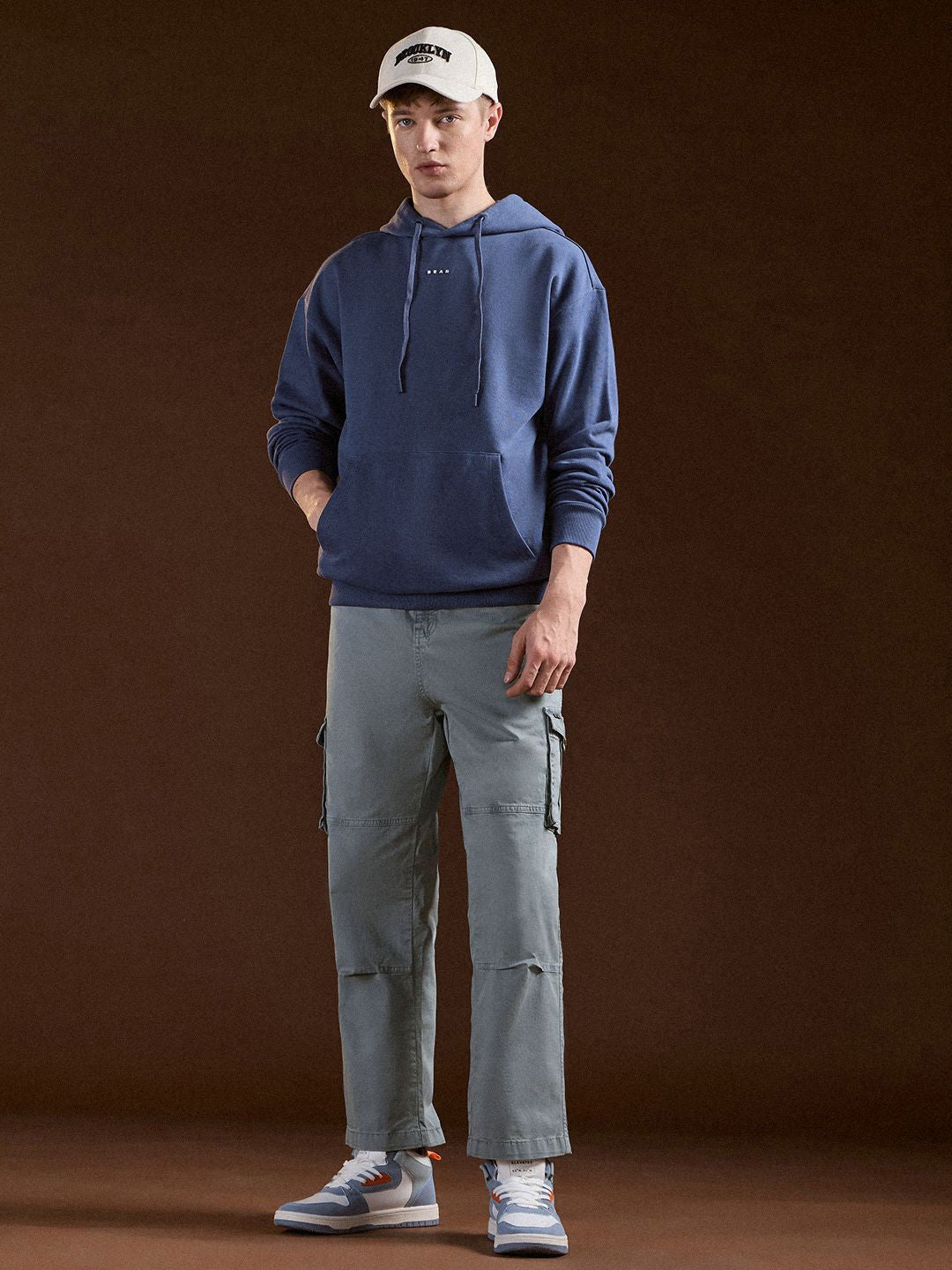 Lelaki Bear House Tulen Kapas Tarik Pull ke atas Sweatshirt