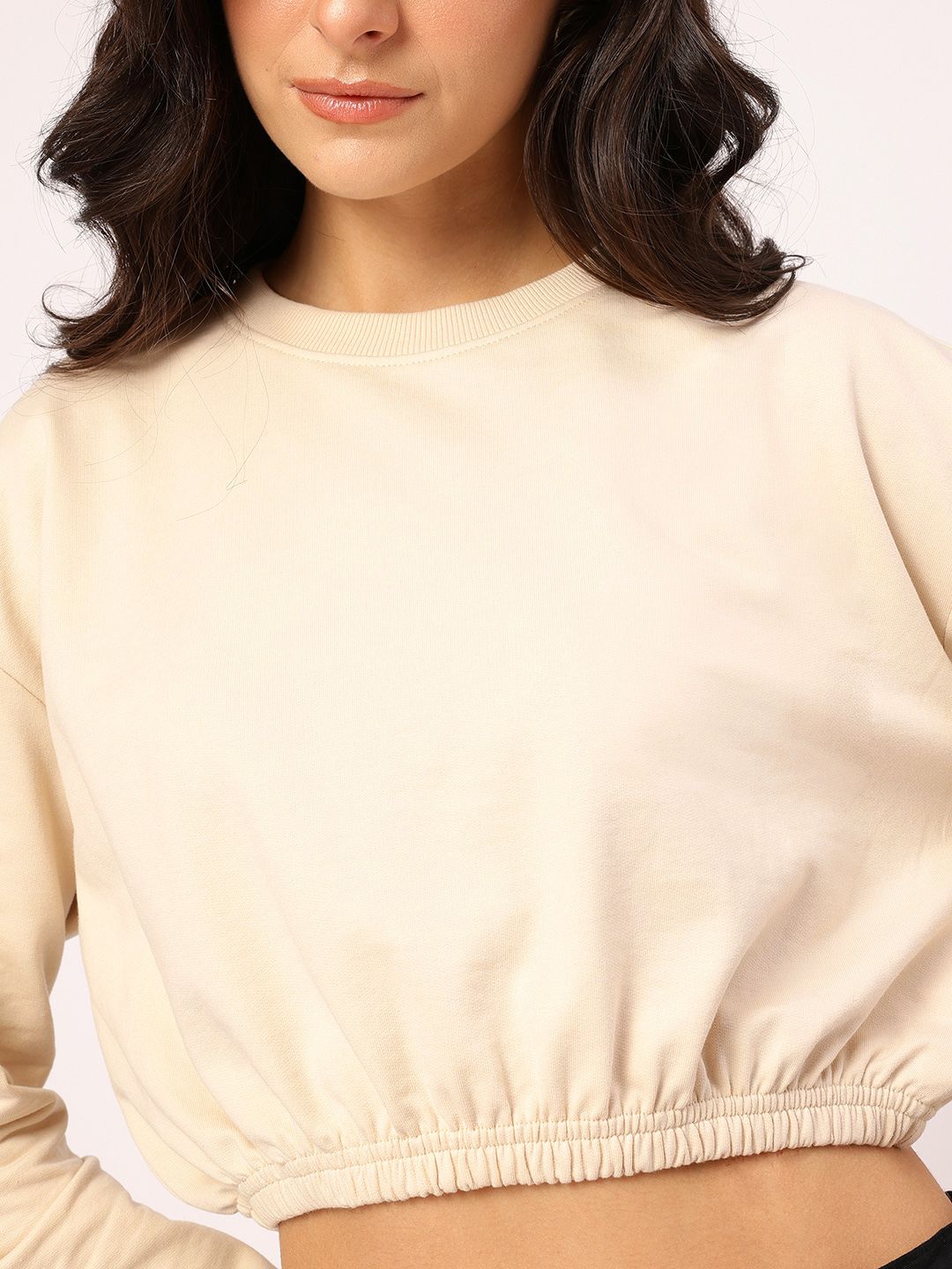 DressBerry Cinched Waist Crop pullover Sweatshirt