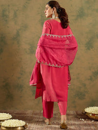 Indo Era Floral Embroidered Kurta With Trousers & Dupatta