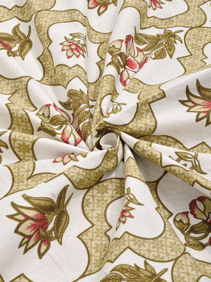 KLOTTHE Kuning & Hijau Bercetak 300 TC Cadar Katil Double Dengan 2 Sarung Bantal- 2.5 m x 2.25 m