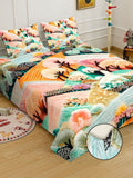 KLOTTHE Blue Floral Printed 400 TC Cadar King Superfine