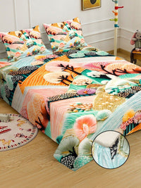 KLOTTHE Blue Floral Printed 400 TC Cadar King Superfine
