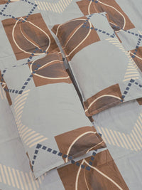 Myntra Elegant Homes Grey Geometric 300 TC King Bedsheet with 4 Pillow Covers