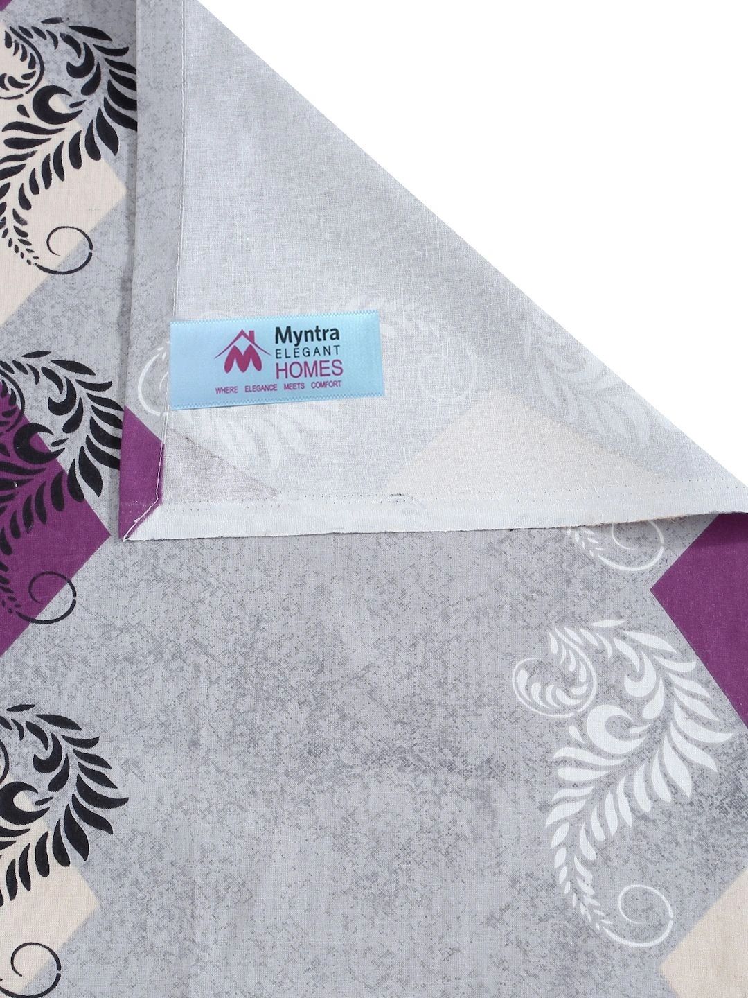 Myntra Elegant Homes Purple & Grey Geometric 400 TC Single Bedsheet with 1 Pillow Covers