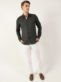 Thomas Scott Men Classic Button-Down Collar Solid Slim Fit Casual Shirt