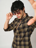 VASTRADO Men Classic Spread Collar Tartan Checked Cotton Slim Fit Casual Shirt