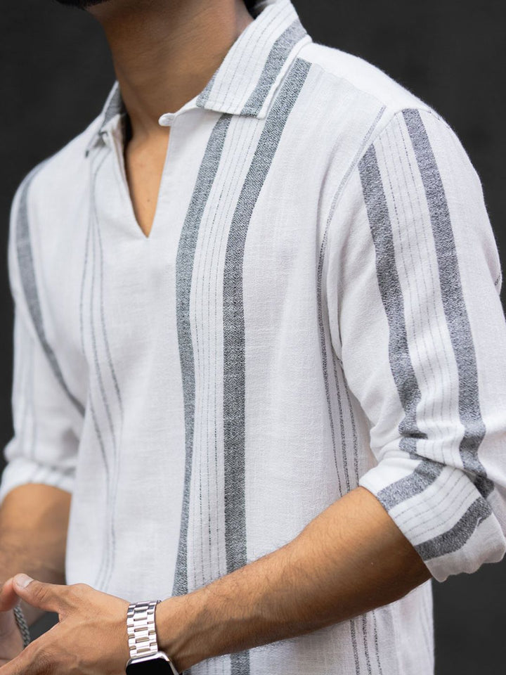 Powerlook Men Opaque Striped Casual Shirt