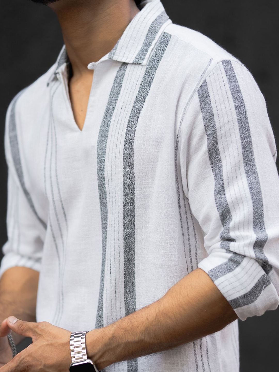 Powerlook Men Opaque Striped Casual Shirt
