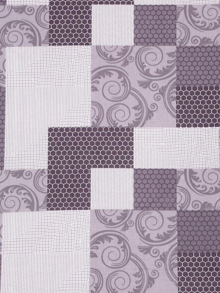 KLOTTHE Purple Geometric 400 TC King Bedsheet with 2 Pillow Covers