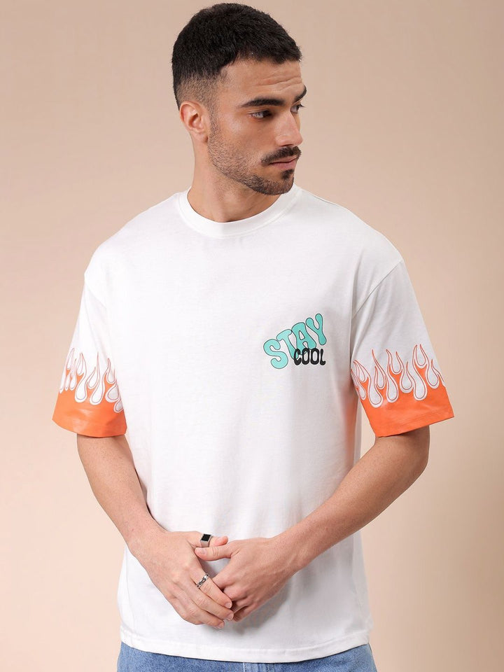 The Indian Garage Co Men Graphic Printed Round Neck Cotton Oversized T-shirt