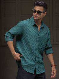 Powerlook Men Spread Collar Textured Casual Shirt