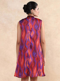 RAREISM Women Abstract Printed Round Neck A-Line Dress