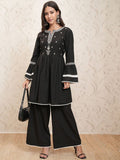 Vishudh Floral Embroidered Regular Thread Work Pure Cotton Kurta with Palazzos