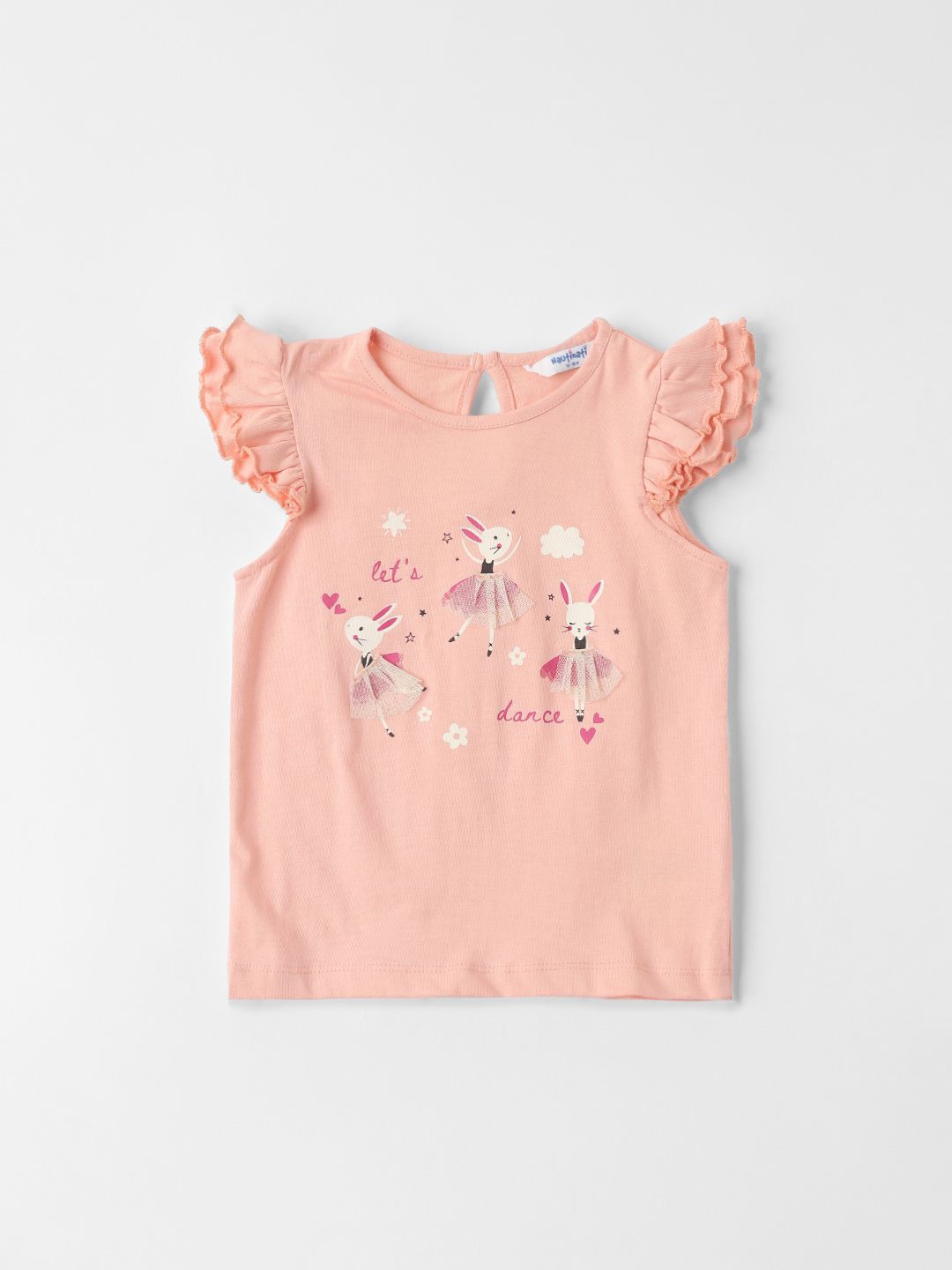 Nauti Nati Girls Printed Round Neck Short Sleeves Pure Cotton Top With Shorts