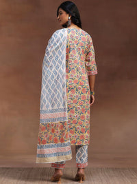 Libas Printed Regular Gotta Patti Pure Cotton Straight Kurta with Trousers & Dupatta