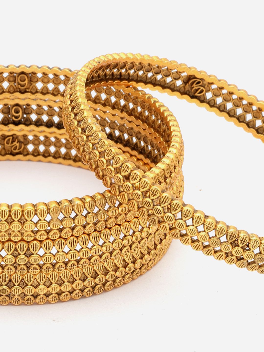 PANASH Set Of 4 24 CT Gold-Plated Antique Bangles