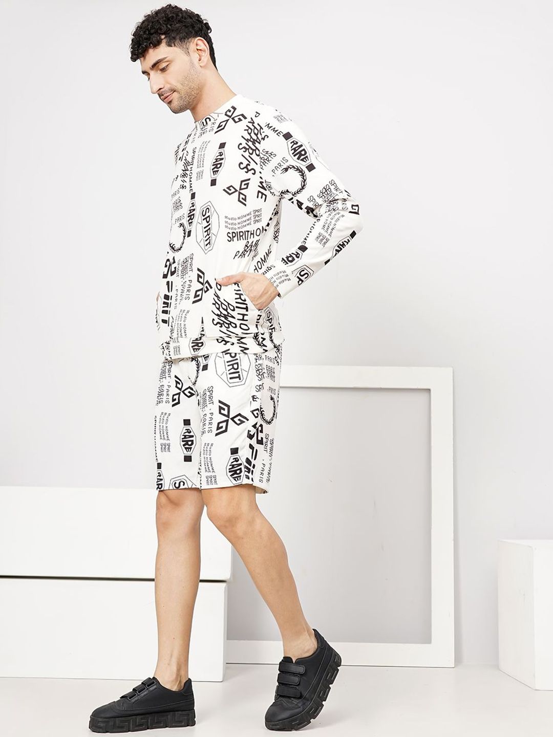 The Indian Garage Co Typography Printed Long Sleeve Sweatshirt & Shorts