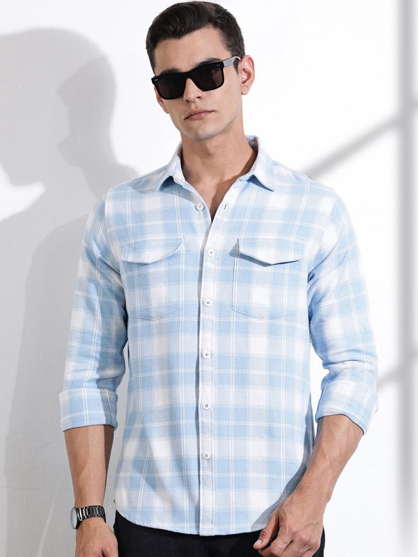 Thomas Scott Men Premium Windowpane Checks Opaque Checked Casual Shirt