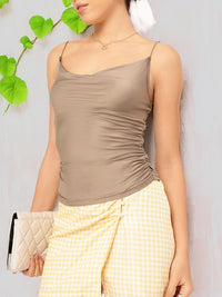 DressBerry Satin Sensation Ruched Fitted Cami Top