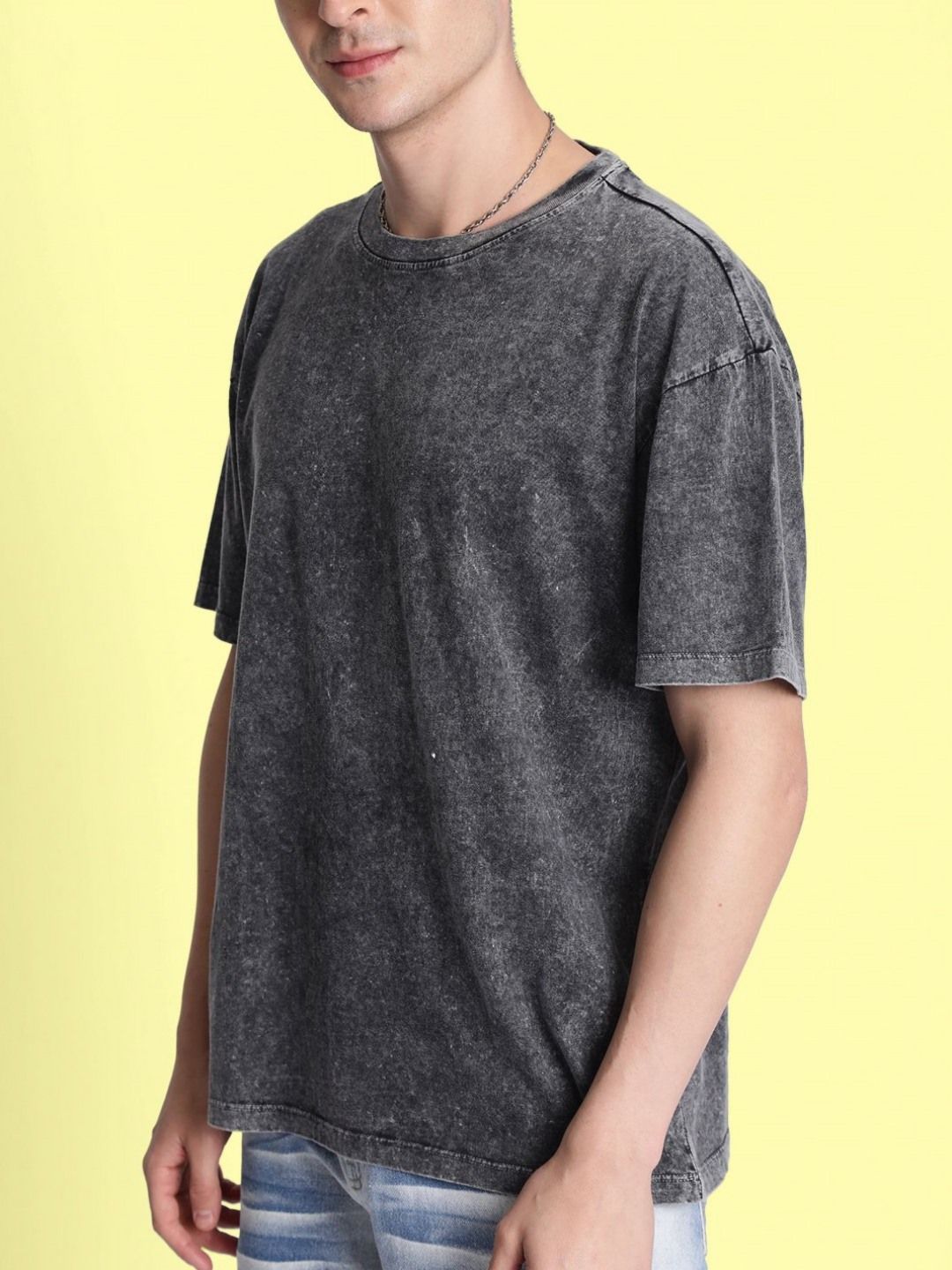 Bene Kleed Men Acid Wash Round Neck Cotton T-shirt