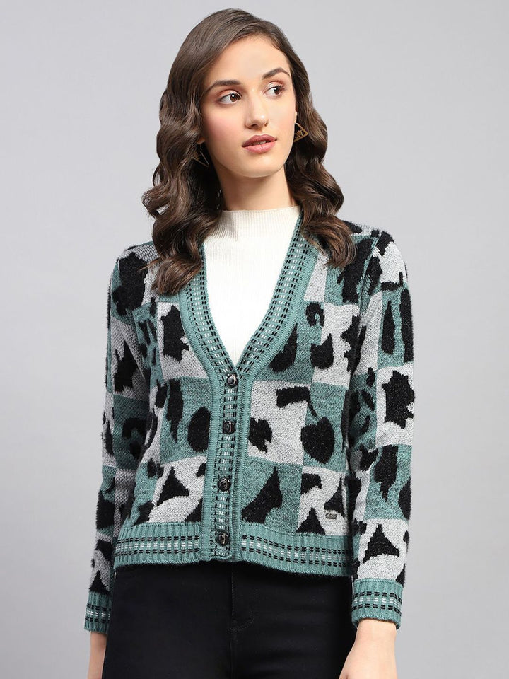 Monte Carlo Women Printed Woollen Longline Cardigan