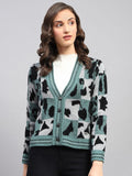 Monte Carlo Women Printed Woollen Longline Cardigan