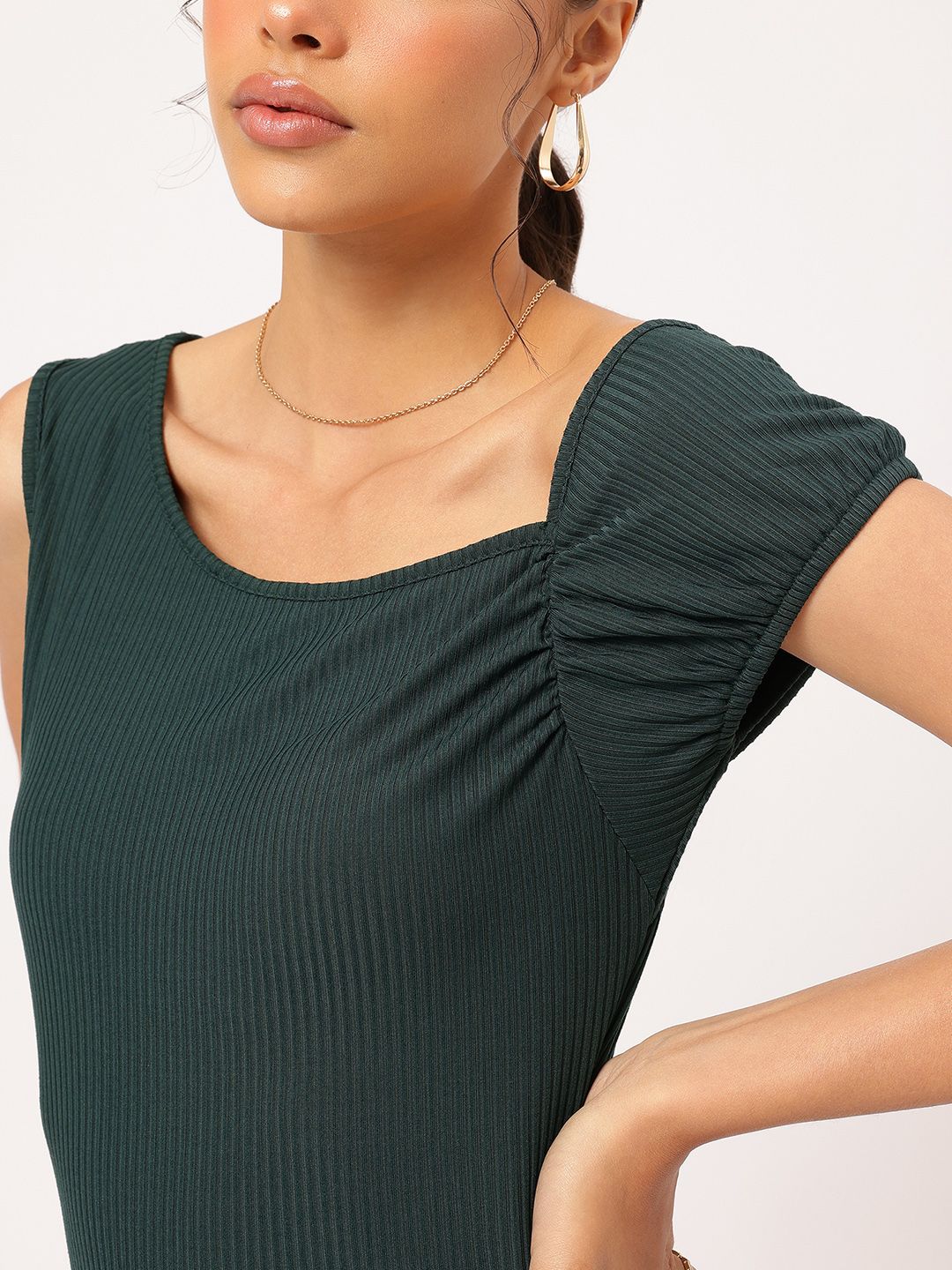 DressBerry Edgy Elegance Asymmetric Neck Ribbed Bodycon Mini Dress