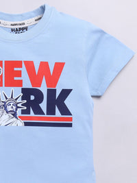Happy Faces Boys Pure Cotton Typography Printed T-shirt