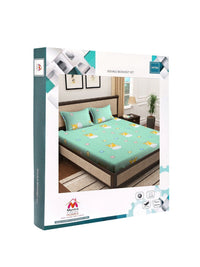 Myntra Elegant Homes Watak Kartun Hijau & Putih 300 TC Cadar Katil King dengan 2 Sarung Bantal