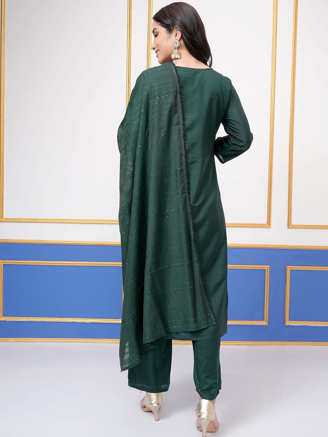 Vishudh Ethnic Motifs Woven Design Regular Straight Kurta With Trouser With Dupatta