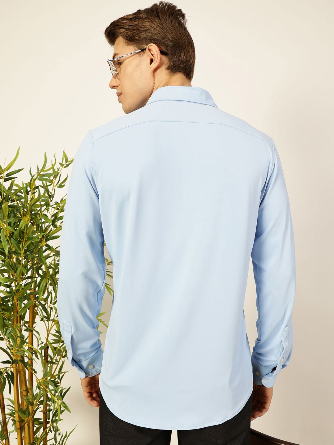 Thomas Scott Men Premium Spread Collar Solid Slim Fit Casual Shirt