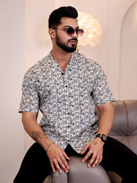 Eszett Floral Printed Cuban CollarS hirt