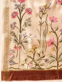 Silk Land Tussar Color Soft Silk Floral Digital Printed Saree