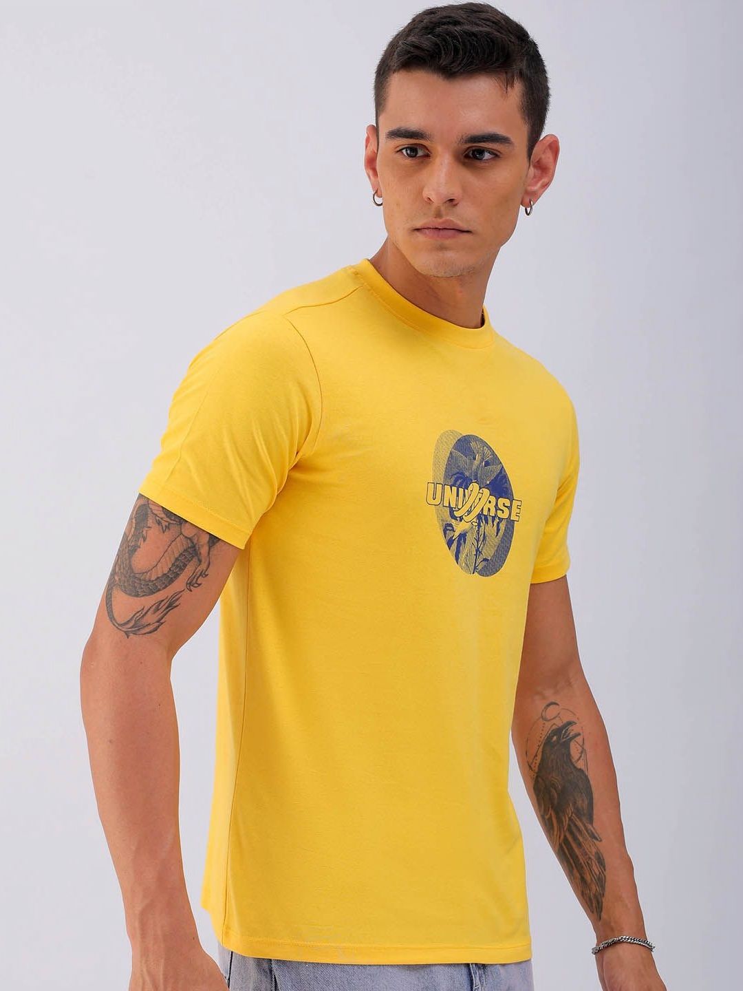 The Indian Garage Co Men Graphic Printed Round Neck Cotton Slim Fit T-shirt