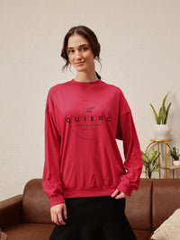 Quiero Women Printed Drop-Shoulder Sleeves Bio Finish T-Shirt