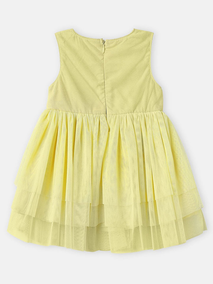 Nautinati Girls' Solid Sleeveless Bow Belted Knee Length Dress