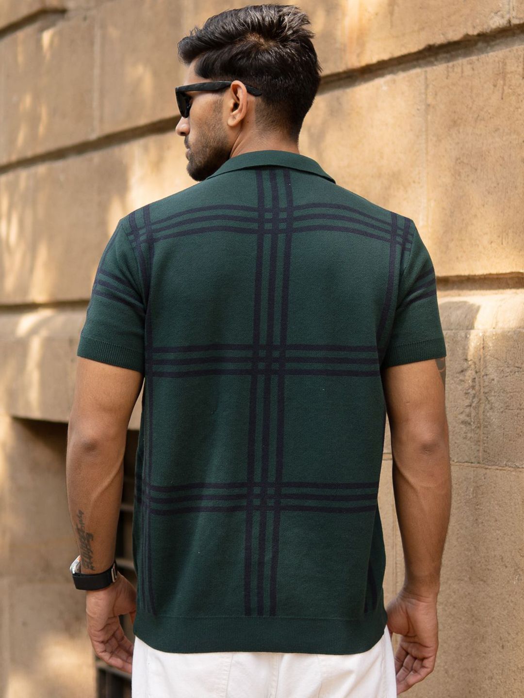 Powerlook Men Checked Polo Collar T-shirt